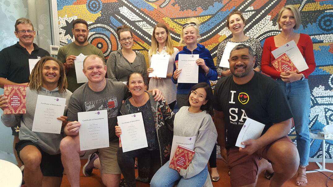 Trainers from NRL and Rape & Domestic Violence Services Australia successfully completing the Sex & Ethics Train the Trainer! (2019)
